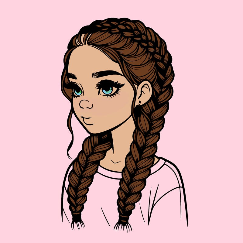 realistic girl with braids