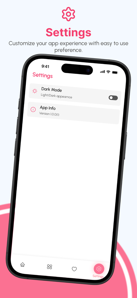 PDF Reader - AI PDF Tools - PDFリーダーアプリの設定メニュー。ダークモードオプションとアプリ情報が表示されています。