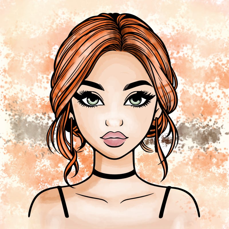 realistic girl with makeup on