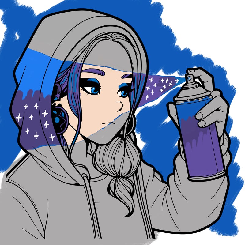 a realistic girl, spray painting