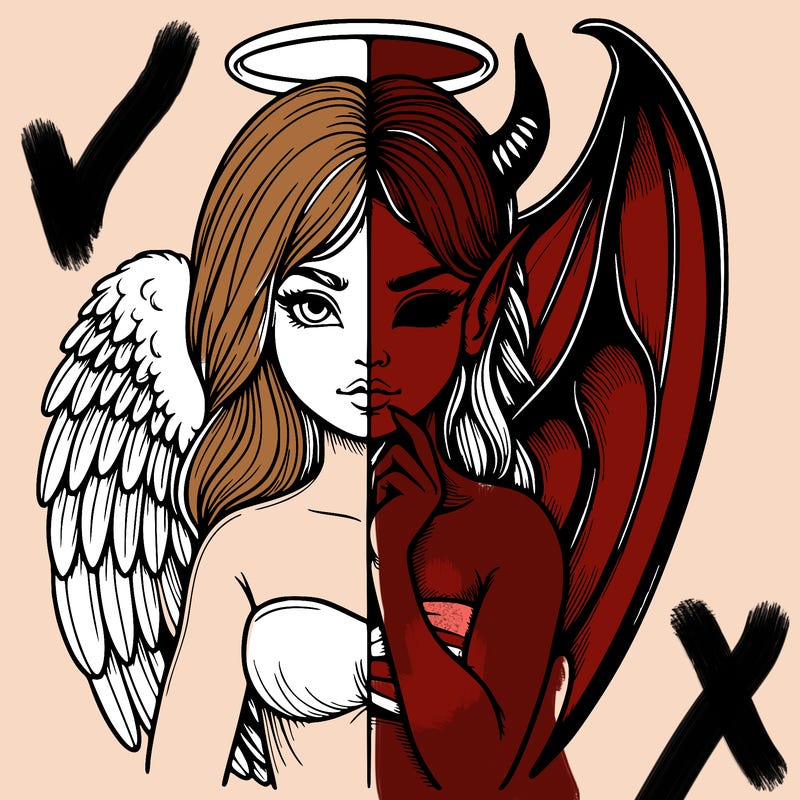 realistic angel half demon