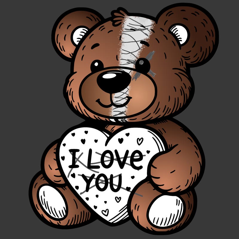 teddy bear holding an i love you heart