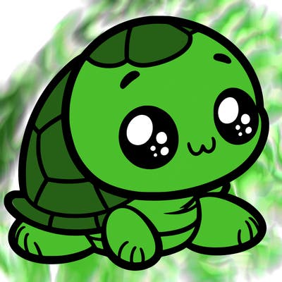 cute little animated turtle