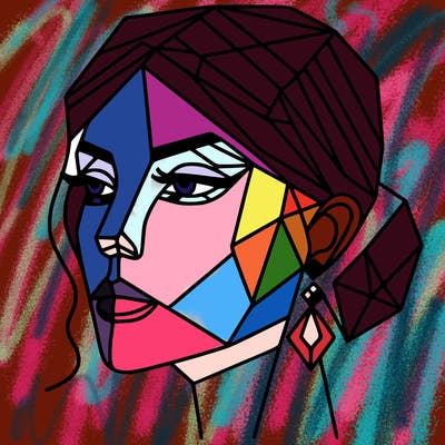 geometric art illustration of a woman's face