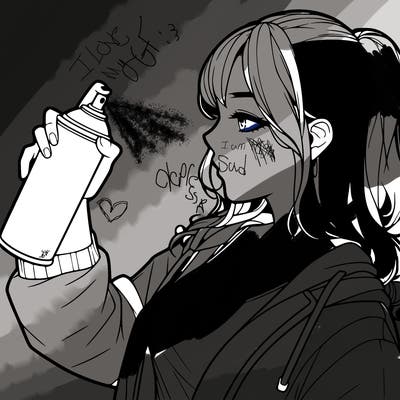 a realistic girl spray, painting