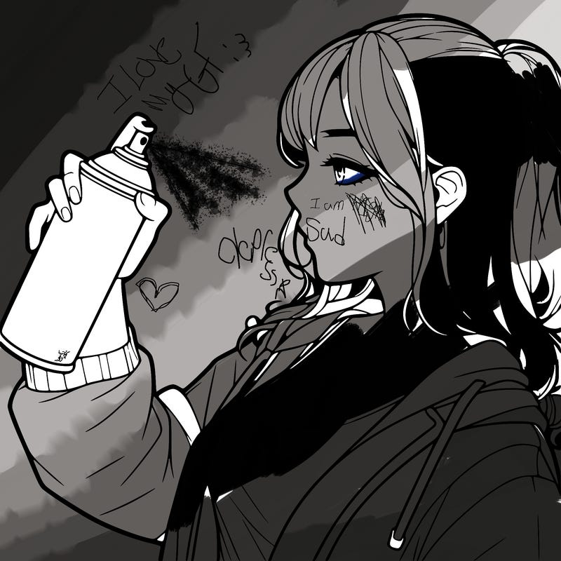 a realistic girl spray, painting