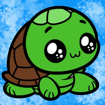 cute little animated turtle
