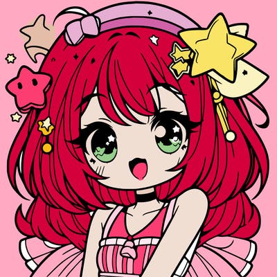 cute anime girl with star accessories