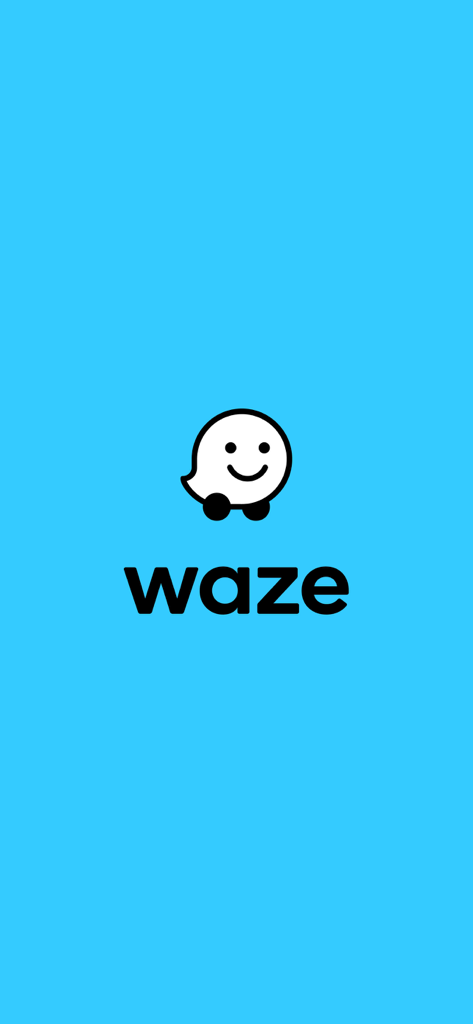 The Waze app logo and name displayed on a light blue splash screen background