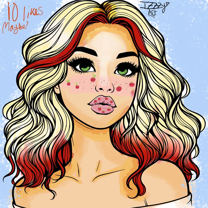 realistic girl with wavy hair and lips