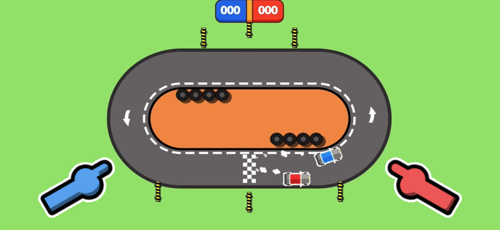 PKKP:2 Player Party Game - Minijuego de carreras de coches para dos jugadores.