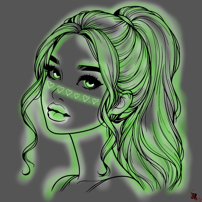 realistic girl with a ponytail on her hair and lips