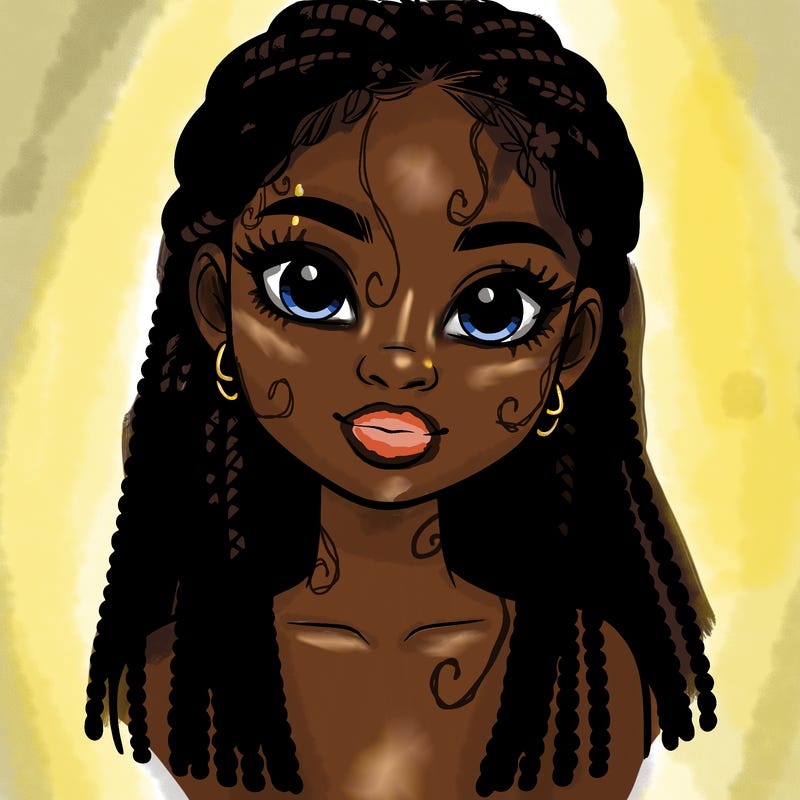 a realistic black girl with braids