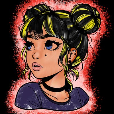 realistic girl with spacebuns