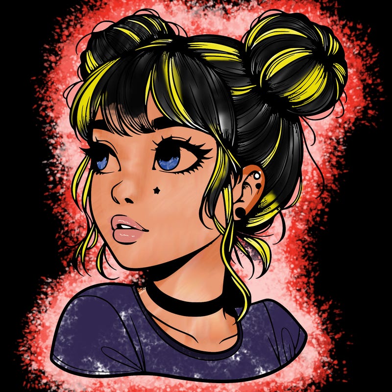 realistic girl with spacebuns