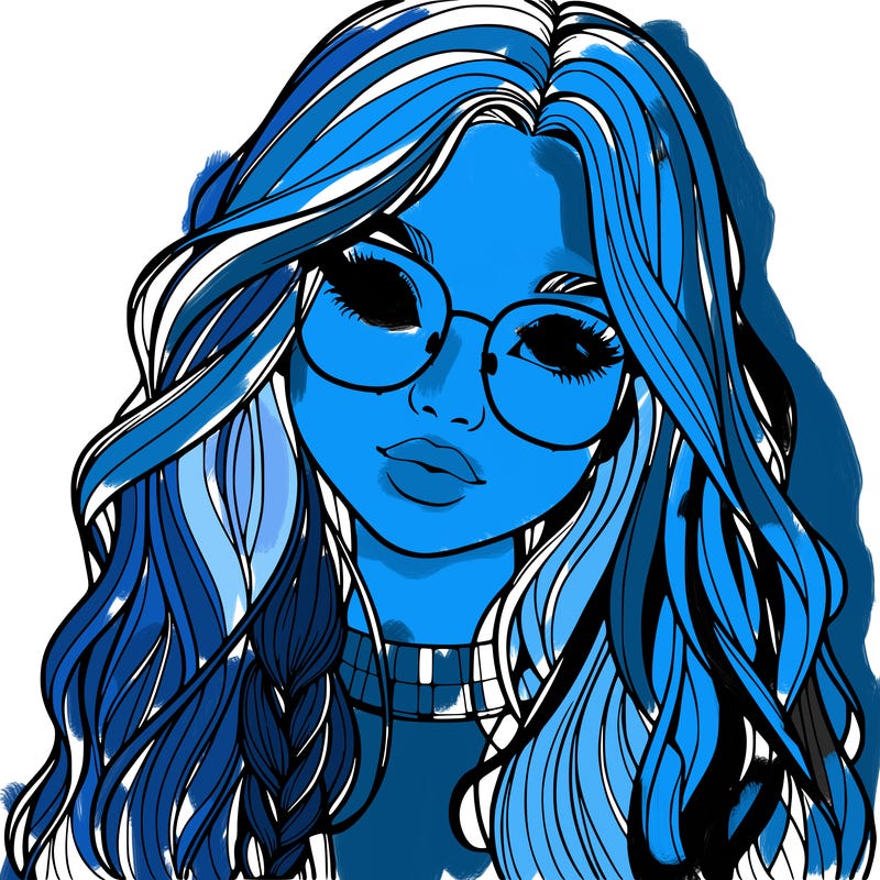 girl with long hair and freckles and glasses realistic