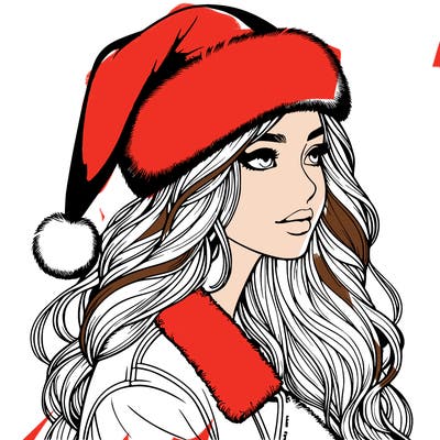realistic girl in santa hat