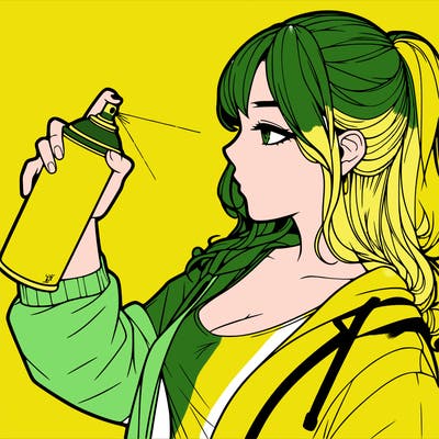 a realistic girl spray, painting