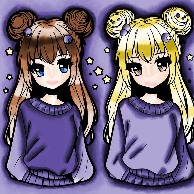 anime girl with space buns