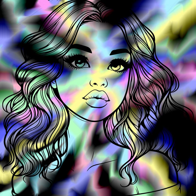 realistic girl with wavy hair and lips