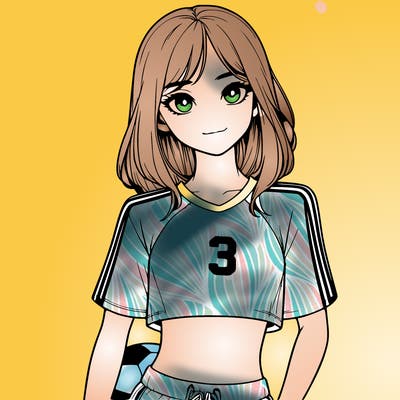 realistic girl wearing soccer jersey