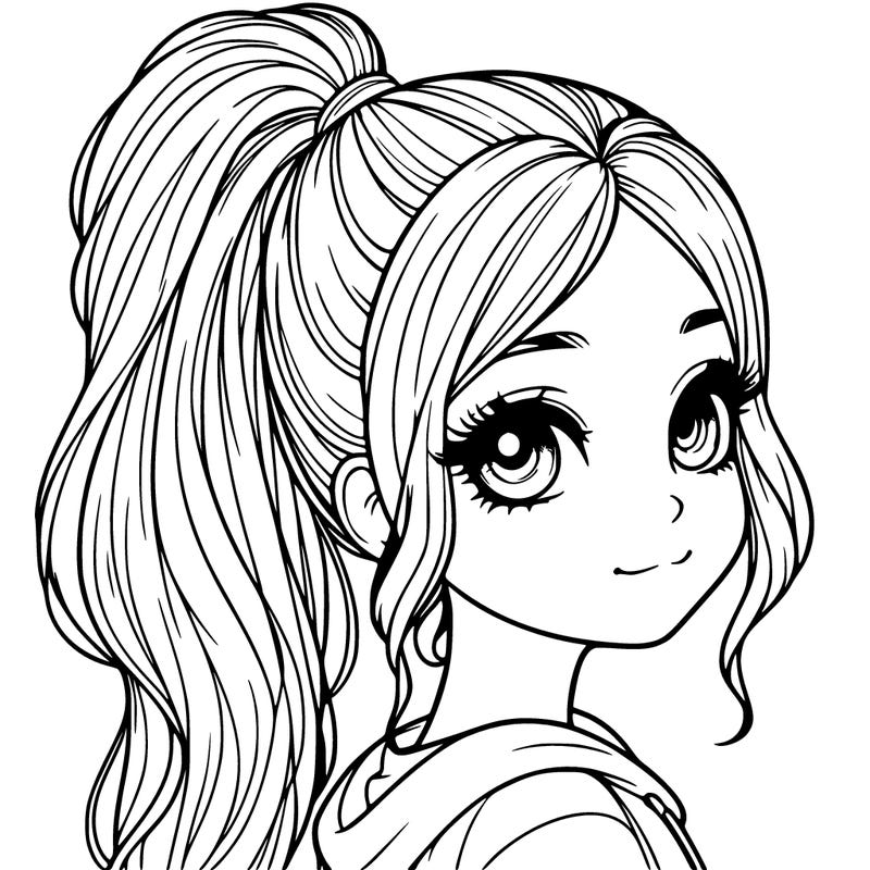 realistic girl with a high pony