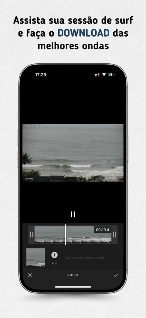 SurfView - SurfView app interface for editing and downloading surf session videos from live beach cameras