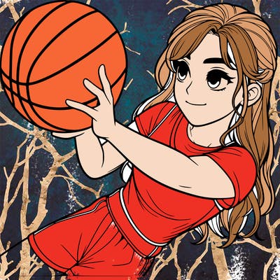 realistic girl playing basketball