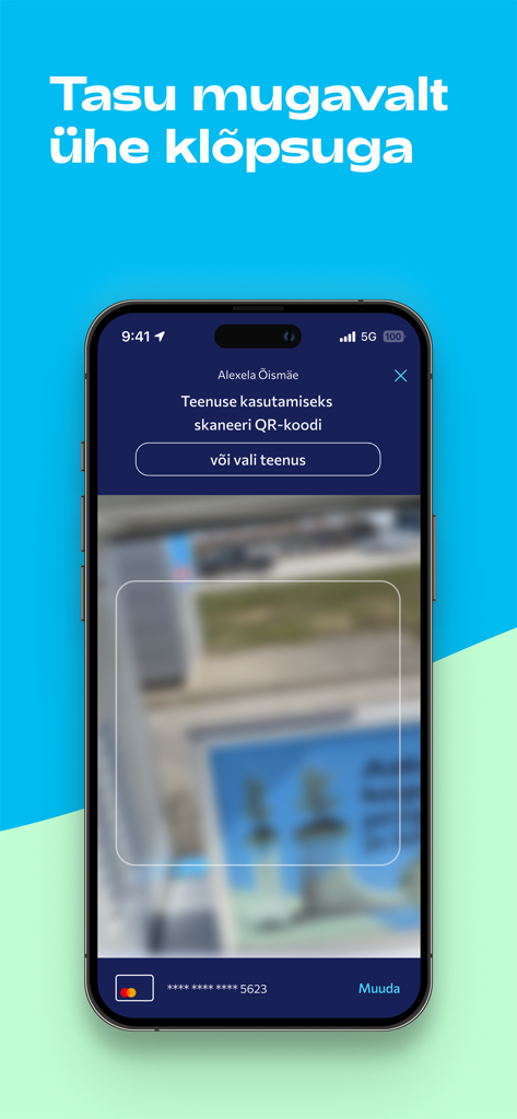 Alexela - Alexela mobile app interface showing a QR code scanner for quick and convenient fuel payment