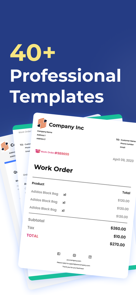 A preview of professional work order templates for small businesses and contractors