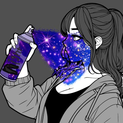 a realistic girl spray, painting