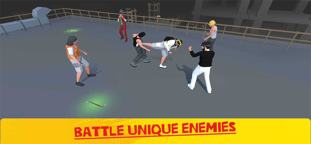 Street Knockout: 1vsGang Fight - A fighter performs a high kick against multiple enemies in a rooftop street battle