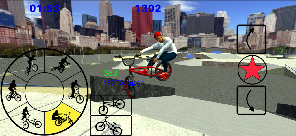 BMX Freestyle Extreme 3D - 게임 BMX 프리스타일 익스트림 3D의 도시 스케이트 파크에서 스턴트를 수행하는 BMX 라이더