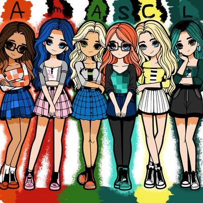 a group of girls realistic