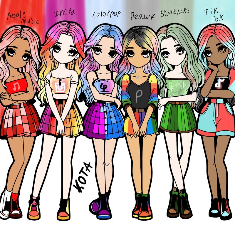 a group of girls realistic