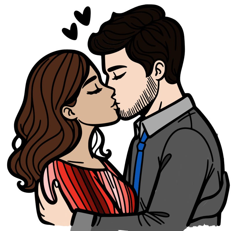 man and woman kissing