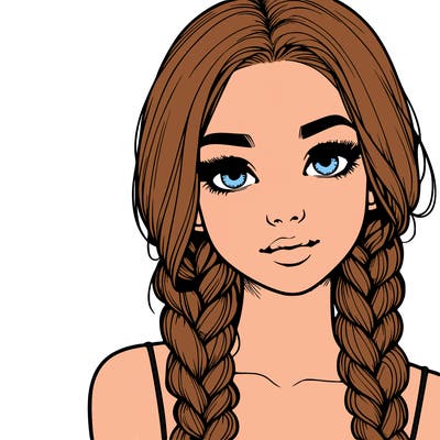 realistic girl with braids