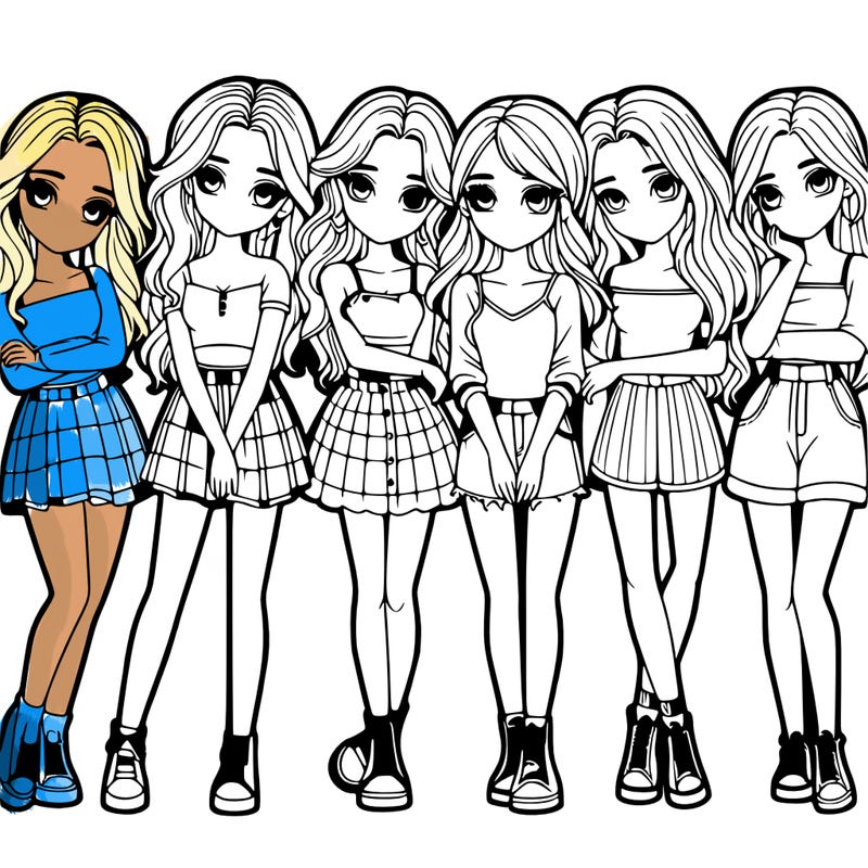 a group of girls realistic