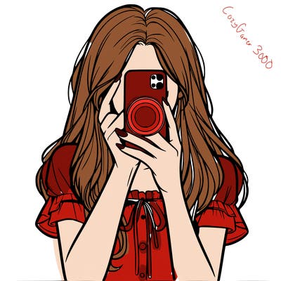 a realistic girl holding her phone taking pictures