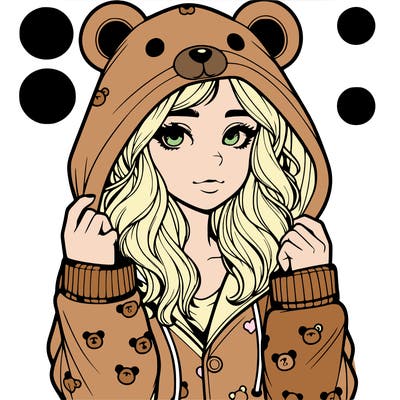 realistic girl in a animal pjs hoodie