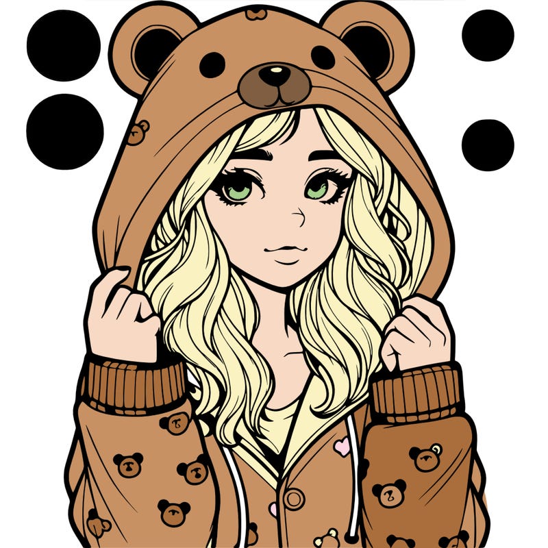 realistic girl in a animal pjs hoodie