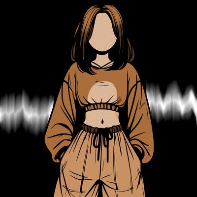 realistic girl faceless with baggy pants and a crop top