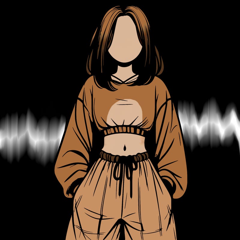 realistic girl faceless with baggy pants and a crop top