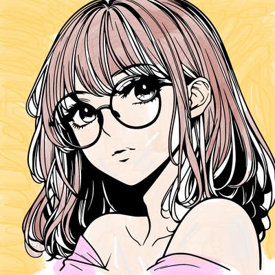 manga woman character with glasses and nice lips