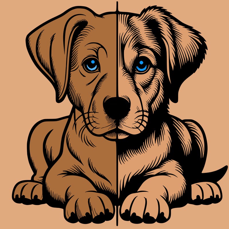 realistic dog split picture