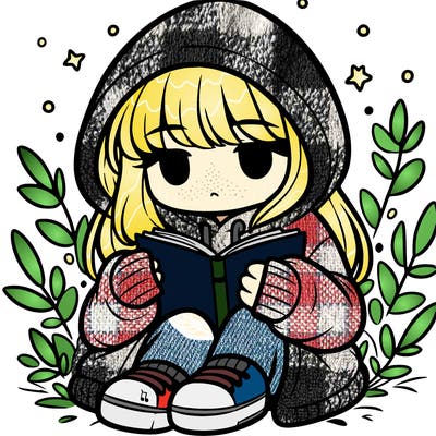 girl in oversized hoodie reading a book