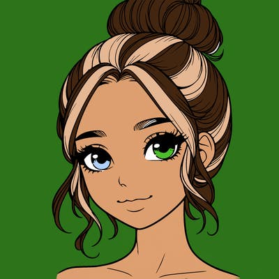 realistic pretty girl with hair in bun