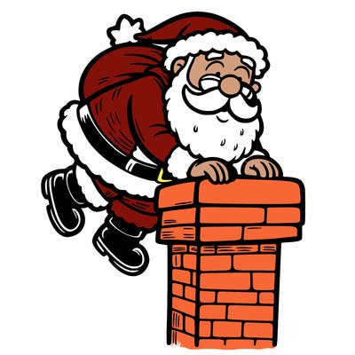 santa climbing down a chimney