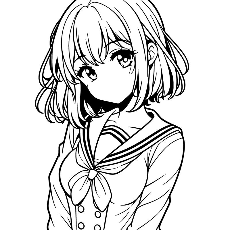 pretty anime girl wearing a school uniform