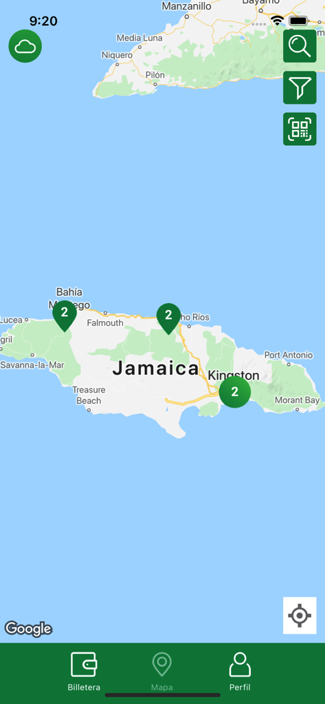 Map showing Evergo electric vehicle charging stations across Jamaica